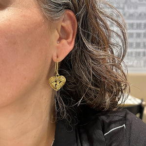 ARETES CORAZON COLIBRI - PLATA DORADA