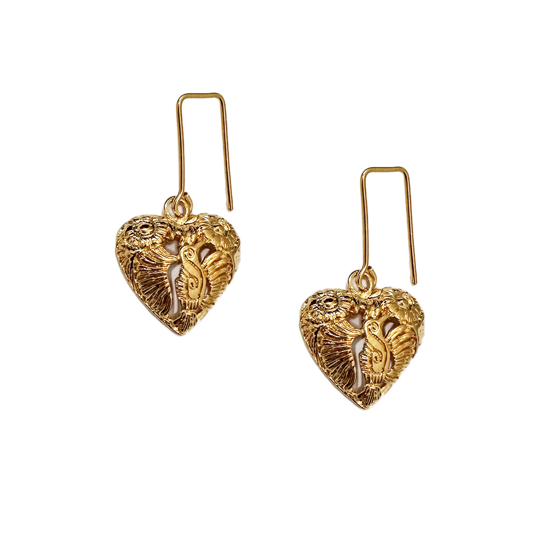 Aretes Corazón Oaxaca en Chapa de Oro