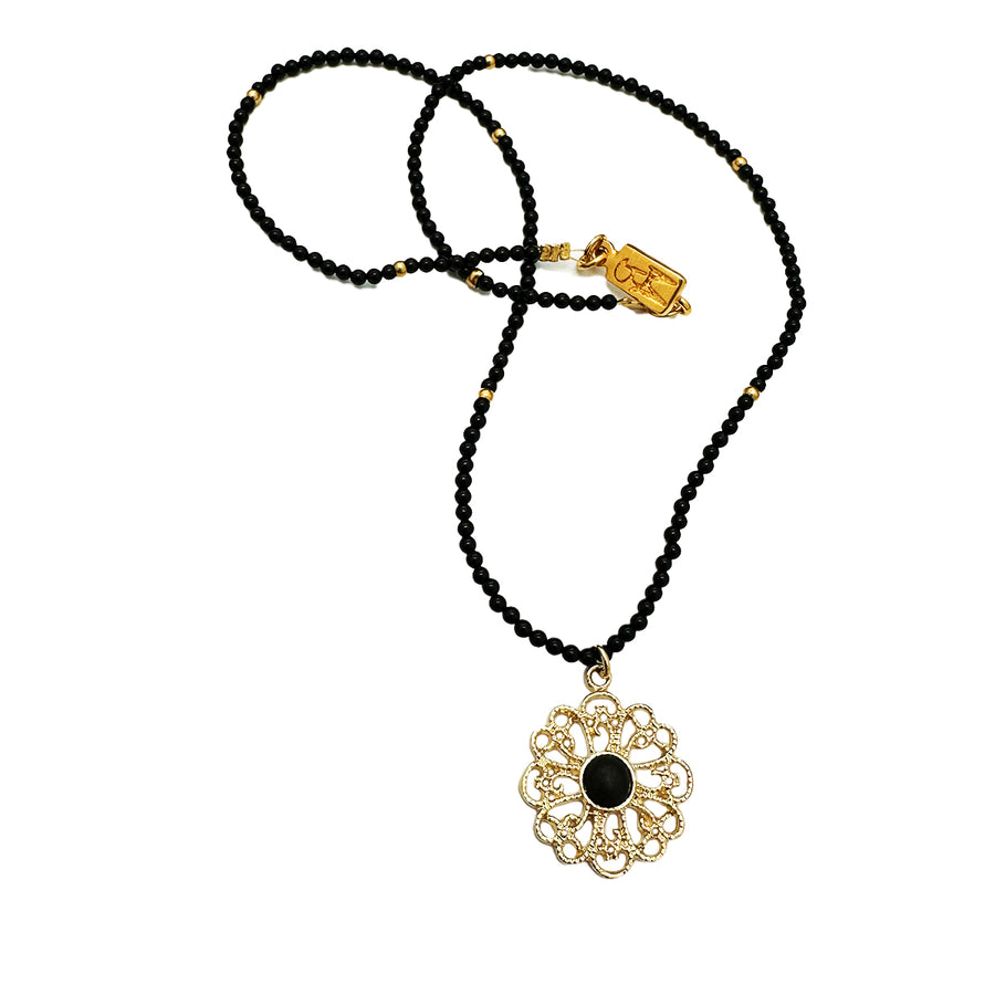 Dije Flor Filigrana Plata Dorada