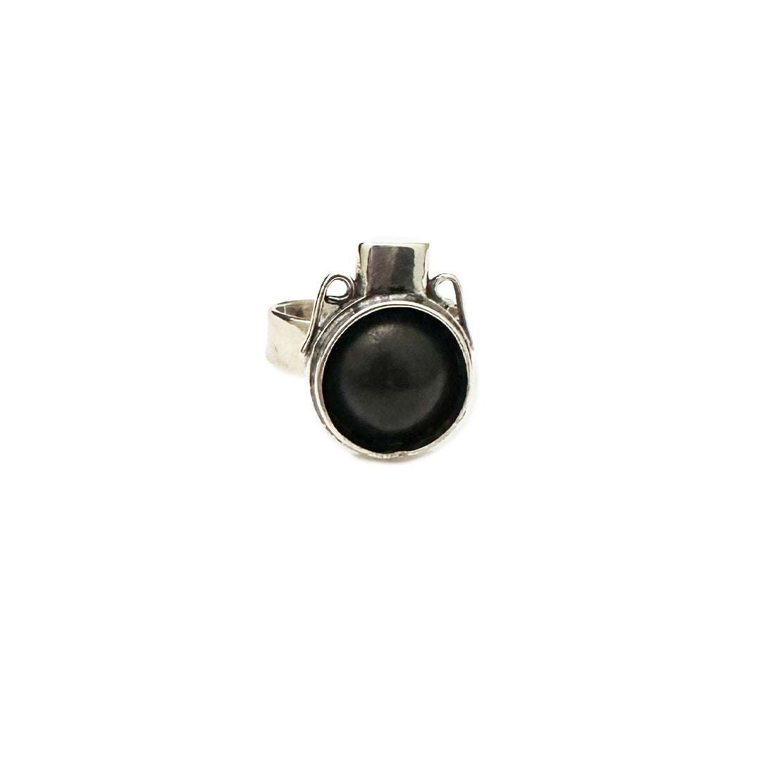 Anillo Cántaro con Perla de Barro Negro - PLATA