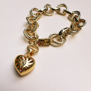PULSERA CORAZON ENCADENADO - DORADO
