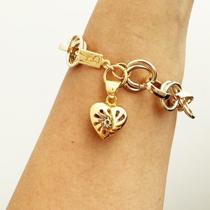 PULSERA CORAZON ENCADENADO - DORADO