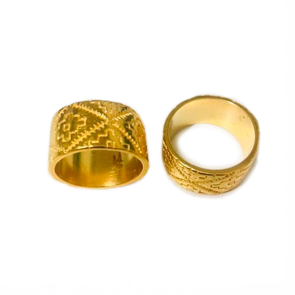 Anillo Chenteño Ancho -  Chapa De Oro