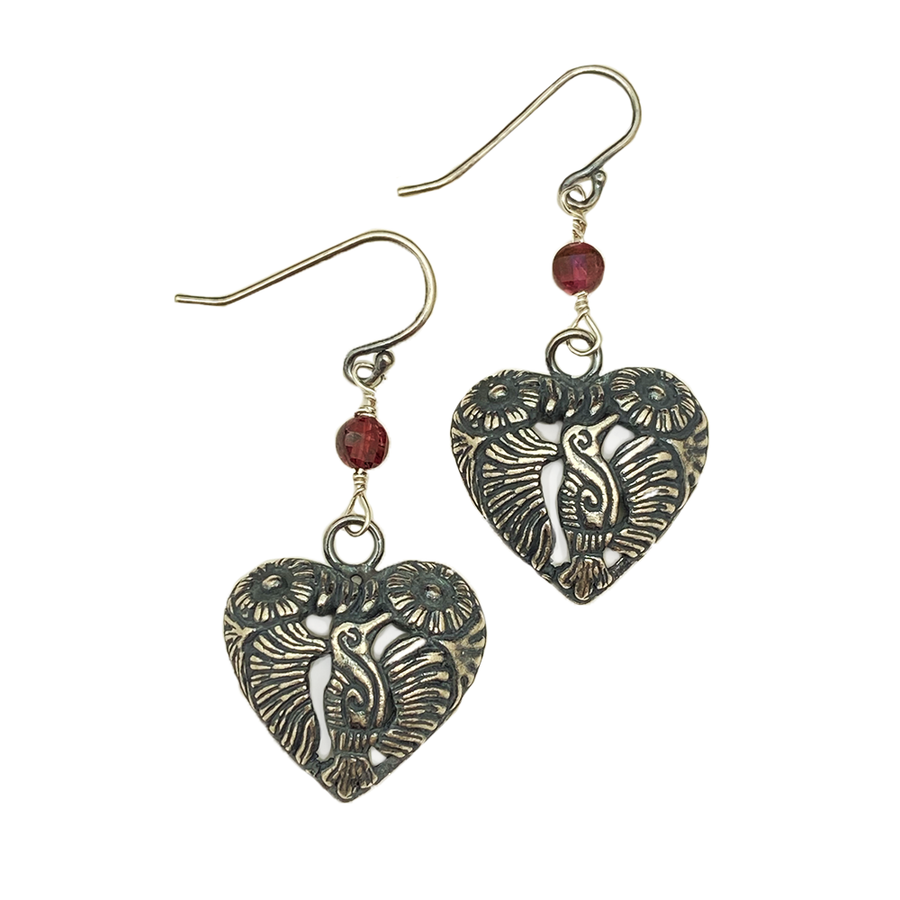 Aretes Corazón Colibrí