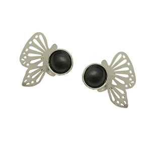 Aretes Mariposa Negra - Plata