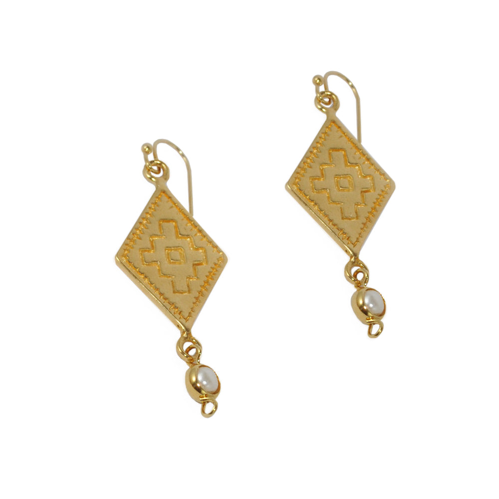 Aretes Rombo en Chapa de Oro