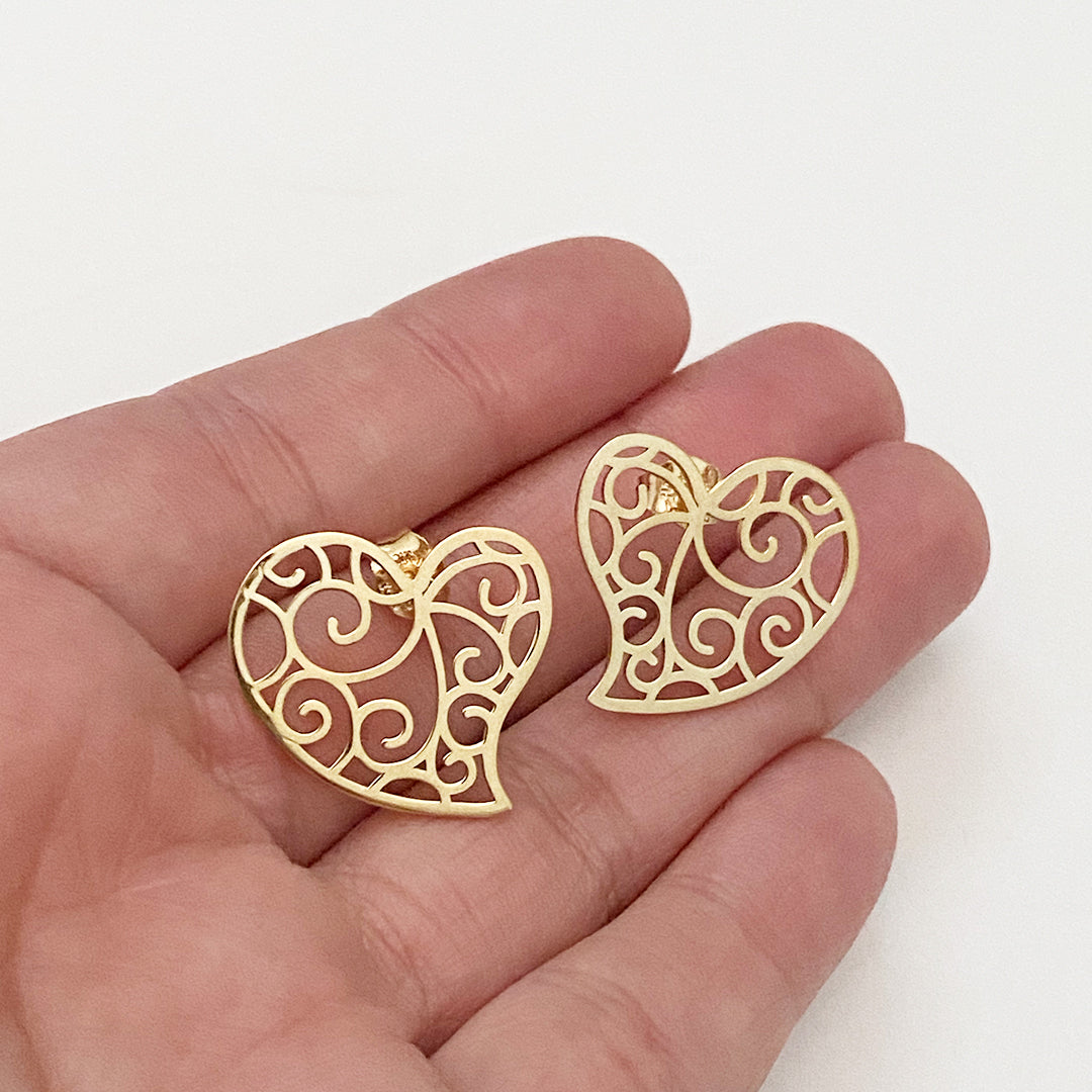 Broqueles Corazón Fortaleza Oro